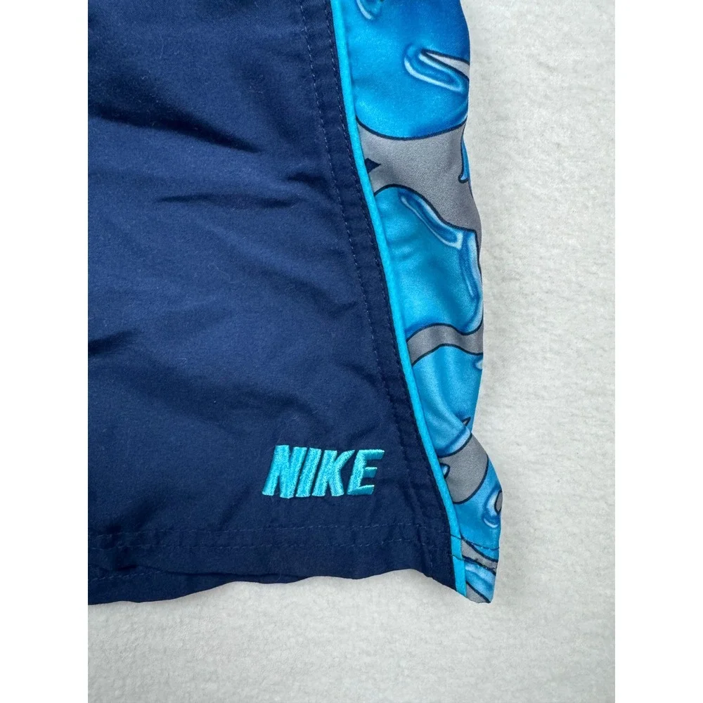 Nike XXL‎ Blue Swim Trunks Board Shorts Men's Floral Sides Elastic Mesh Lined